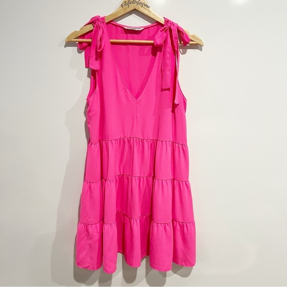 Revolve Amanda Uprichard Pink Tier Mini Dress Barbiecore
